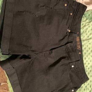 Black distressed shorts